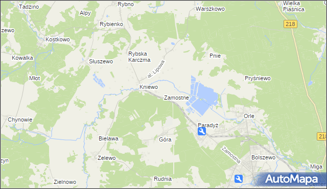 mapa Zamostne gmina Wejherowo, Zamostne gmina Wejherowo na mapie Targeo