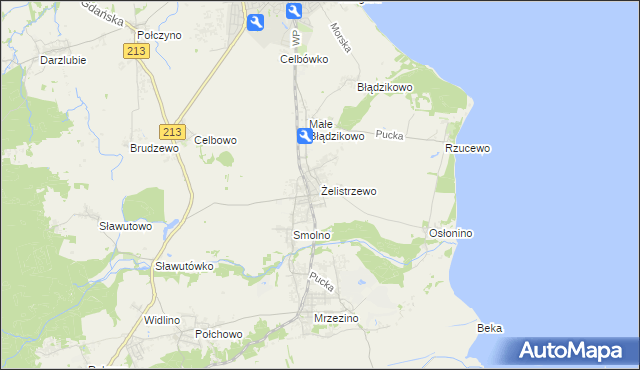 mapa Żelistrzewo, Żelistrzewo na mapie Targeo