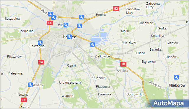 mapa Zielkowice, Zielkowice na mapie Targeo