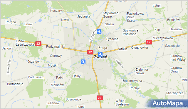mapa Zwoleń, Zwoleń na mapie Targeo