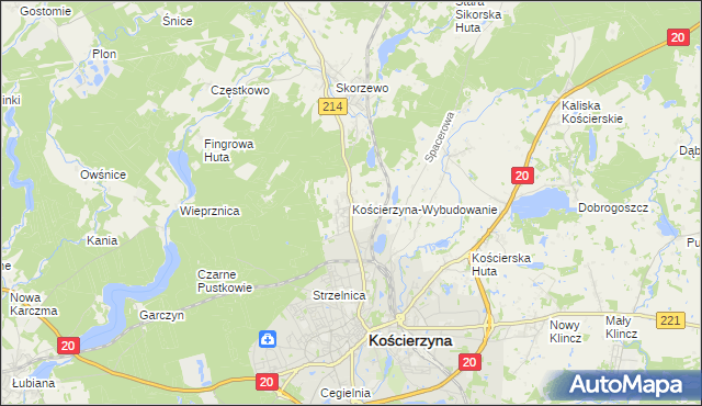 mapa Kościerzyna-Wybudowanie, Kościerzyna-Wybudowanie na mapie Targeo