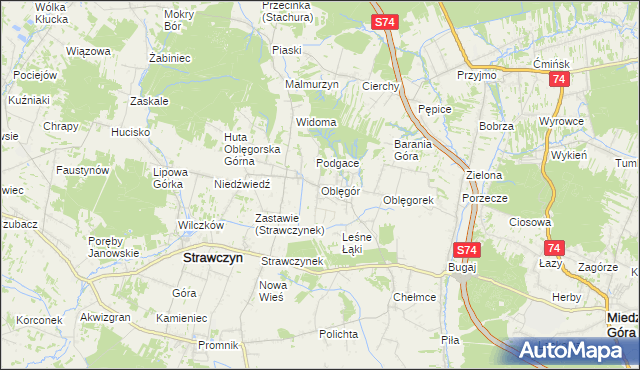 mapa Oblęgór, Oblęgór na mapie Targeo