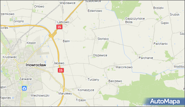 mapa Olszewice gmina Inowrocław, Olszewice gmina Inowrocław na mapie Targeo