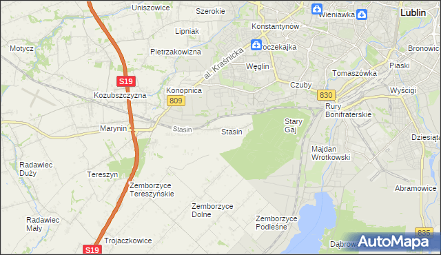 mapa Stasin gmina Konopnica, Stasin gmina Konopnica na mapie Targeo