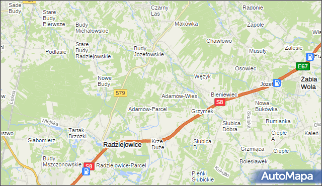 mapa Adamów-Wieś, Adamów-Wieś na mapie Targeo