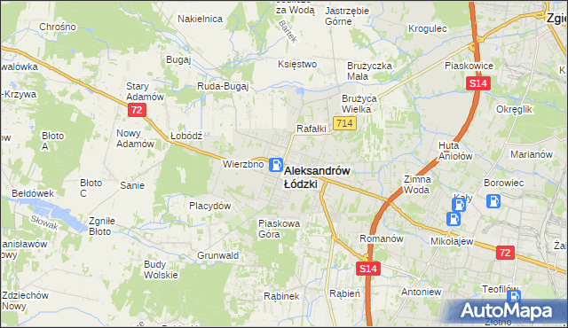 mapa Aleksandrów Łódzki, Aleksandrów Łódzki na mapie Targeo