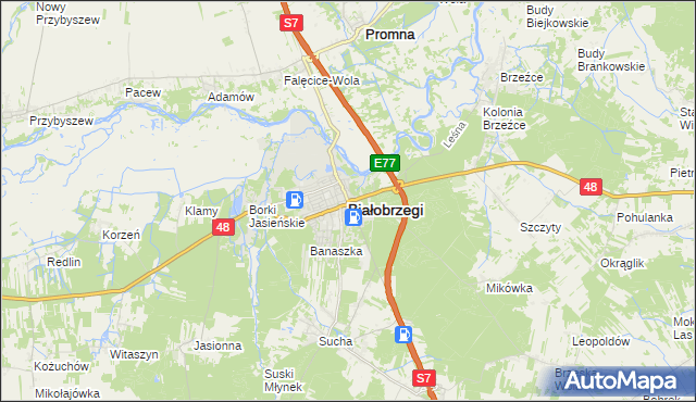 mapa Białobrzegi, Białobrzegi na mapie Targeo