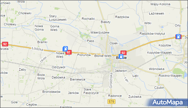 mapa Błonie-Wieś, Błonie-Wieś na mapie Targeo