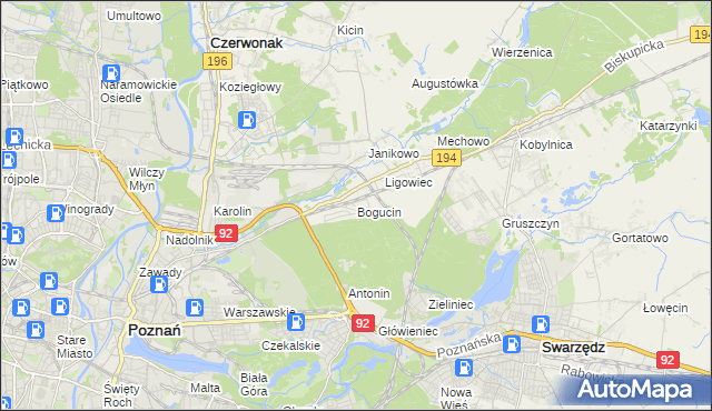 mapa Bogucin gmina Swarzędz, Bogucin gmina Swarzędz na mapie Targeo