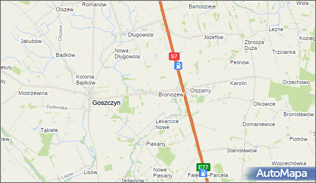 mapa Broniszew, Broniszew na mapie Targeo