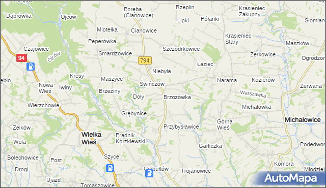 mapa Brzozówka gmina Zielonki, Brzozówka gmina Zielonki na mapie Targeo