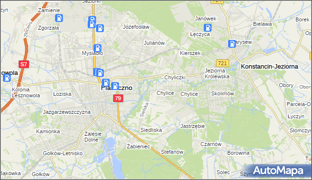 mapa Chylice gmina Piaseczno, Chylice gmina Piaseczno na mapie Targeo