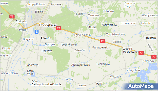 mapa Ciężków gmina Poddębice, Ciężków gmina Poddębice na mapie Targeo