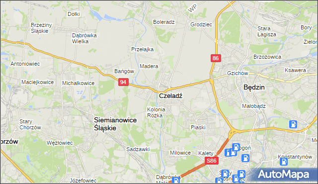 mapa Czeladź, Czeladź na mapie Targeo