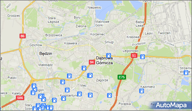 mapa Dąbrowa Górnicza, Dąbrowa Górnicza na mapie Targeo