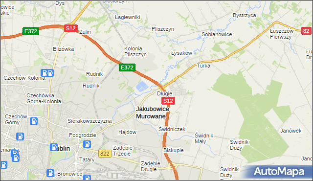 mapa Długie gmina Wólka, Długie gmina Wólka na mapie Targeo