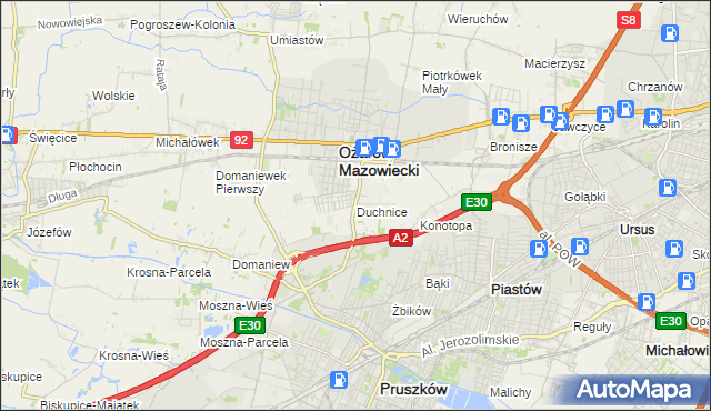 mapa Duchnice, Duchnice na mapie Targeo