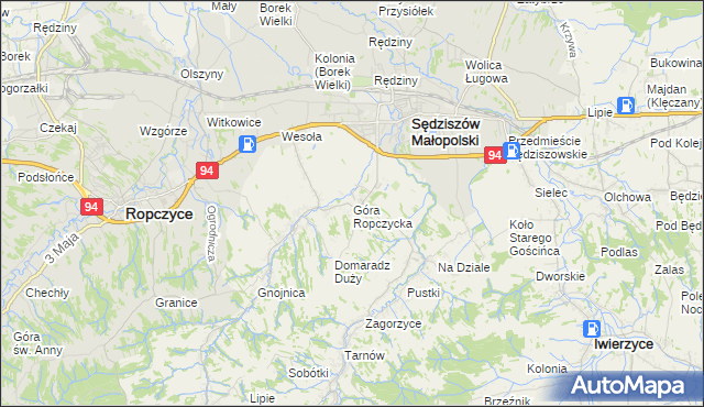mapa Góra Ropczycka, Góra Ropczycka na mapie Targeo