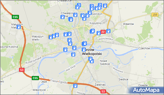 mapa Gorzów Wielkopolski, Gorzów Wielkopolski na mapie Targeo