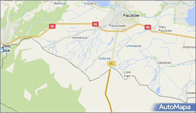 mapa Gościce, Gościce na mapie Targeo