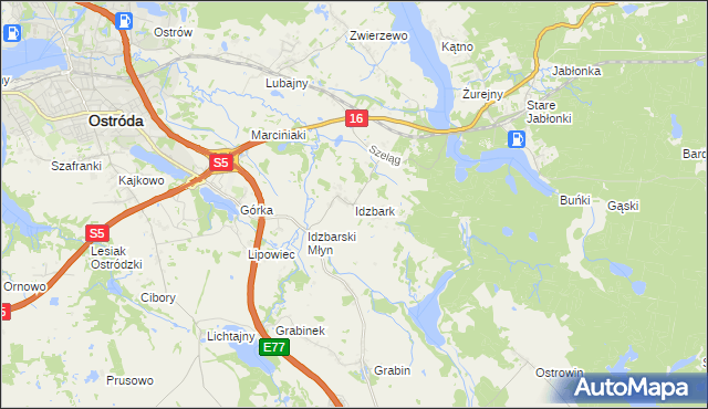 mapa Idzbark, Idzbark na mapie Targeo