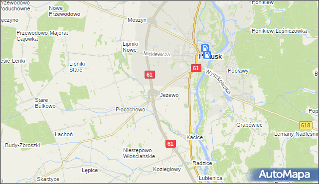 mapa Jeżewo gmina Pułtusk, Jeżewo gmina Pułtusk na mapie Targeo