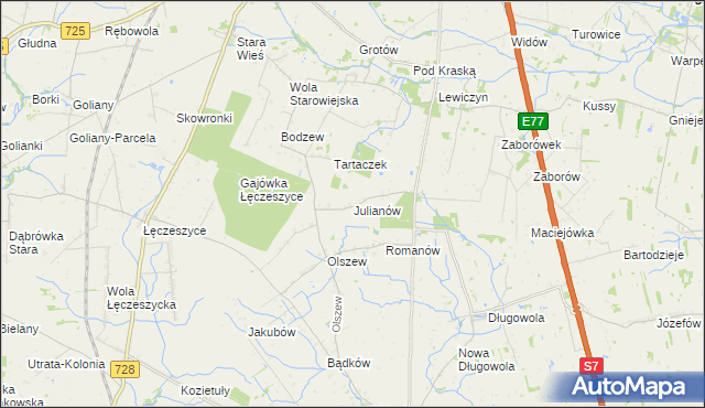 mapa Julianów gmina Belsk Duży, Julianów gmina Belsk Duży na mapie Targeo