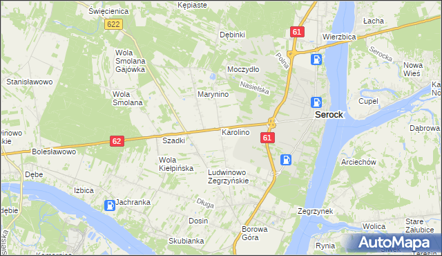 mapa Karolino gmina Serock, Karolino gmina Serock na mapie Targeo