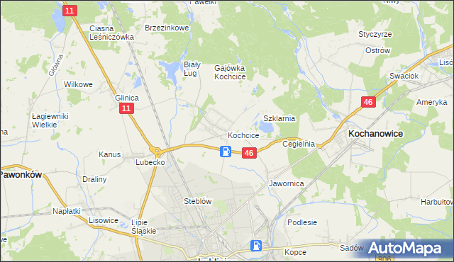 mapa Kochcice, Kochcice na mapie Targeo