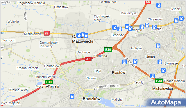 mapa Konotopa gmina Ożarów Mazowiecki, Konotopa gmina Ożarów Mazowiecki na mapie Targeo
