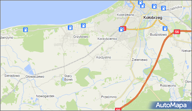 mapa Korzystno, Korzystno na mapie Targeo