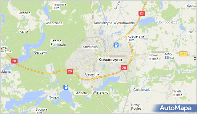 mapa Kościerzyna, Kościerzyna na mapie Targeo