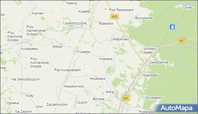 mapa Kotówka gmina Hajnówka, Kotówka gmina Hajnówka na mapie Targeo