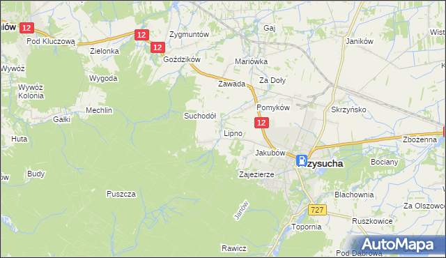 mapa Lipno gmina Przysucha, Lipno gmina Przysucha na mapie Targeo