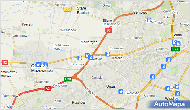 mapa Mory gmina Ożarów Mazowiecki, Mory gmina Ożarów Mazowiecki na mapie Targeo