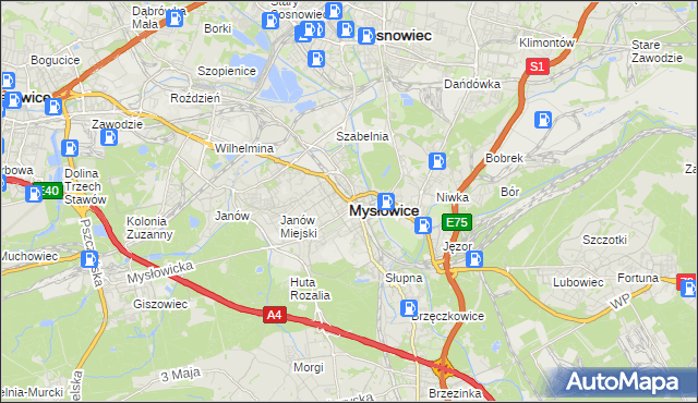 mapa Mysłowice, Mysłowice na mapie Targeo