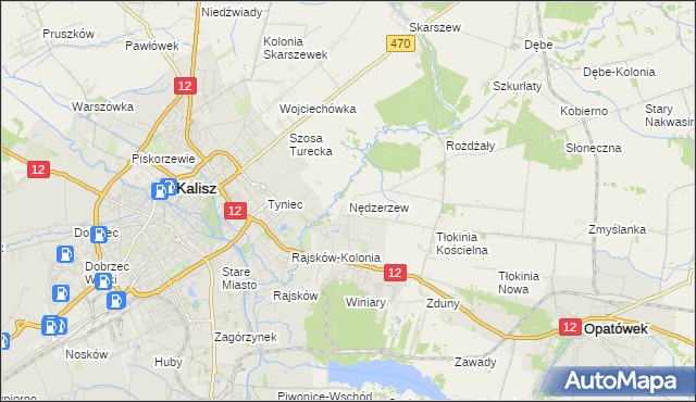 mapa Nędzerzew gmina Opatówek, Nędzerzew gmina Opatówek na mapie Targeo