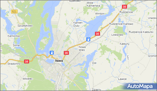 mapa Nowa Wieś gmina Iława, Nowa Wieś gmina Iława na mapie Targeo
