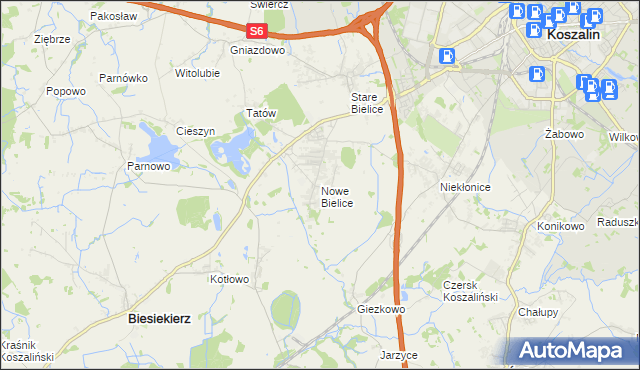 mapa Nowe Bielice, Nowe Bielice na mapie Targeo