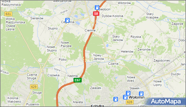 mapa Nowy Janków, Nowy Janków na mapie Targeo