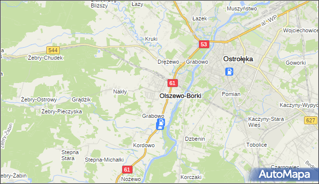 mapa Olszewo-Borki, Olszewo-Borki na mapie Targeo