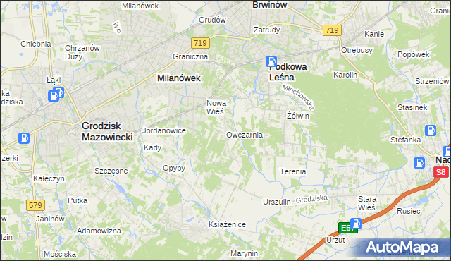 mapa Owczarnia gmina Brwinów, Owczarnia gmina Brwinów na mapie Targeo