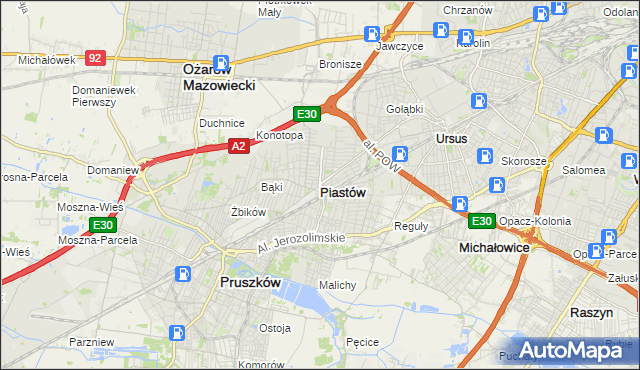 mapa Piastów powiat pruszkowski, Piastów powiat pruszkowski na mapie Targeo