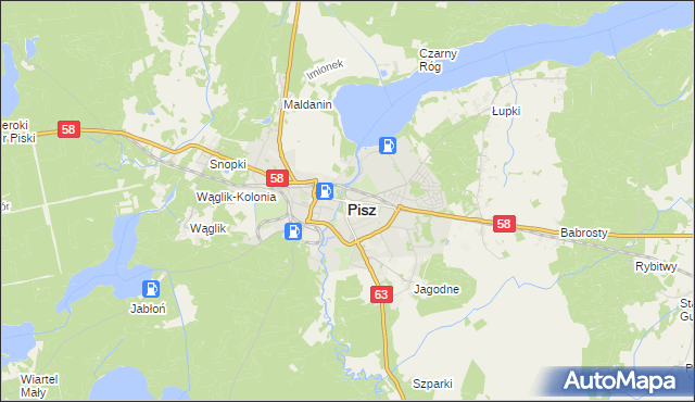 mapa Pisz, Pisz na mapie Targeo