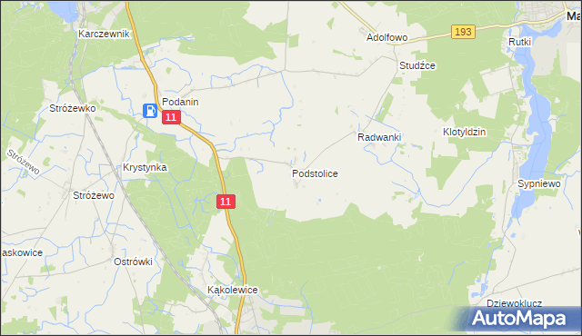 mapa Podstolice gmina Budzyń, Podstolice gmina Budzyń na mapie Targeo