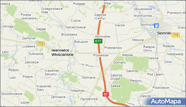 mapa Poskwitów, Poskwitów na mapie Targeo