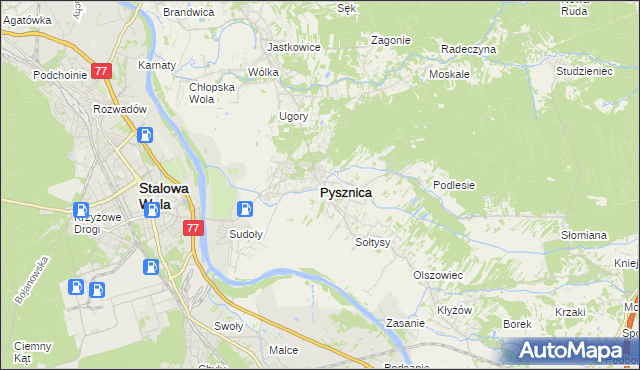 mapa Pysznica, Pysznica na mapie Targeo