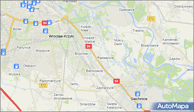 mapa Radwanice gmina Siechnice, Radwanice gmina Siechnice na mapie Targeo
