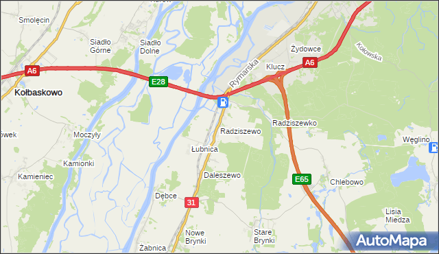 mapa Radziszewo gmina Gryfino, Radziszewo gmina Gryfino na mapie Targeo