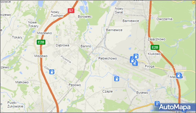 mapa Rębiechowo, Rębiechowo na mapie Targeo